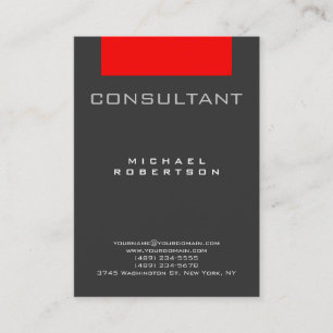 Trendy Consultant Red Grey Chubby Business Card