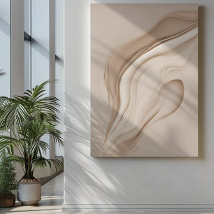 Trendy Contemporary Beige Abstract Art Poster