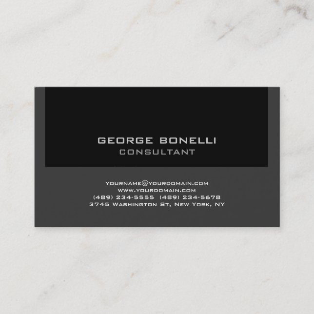 Trendy Contemporary Black Grey Business Card (Front)