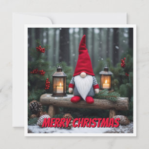 Trendy Contemporary  Elegant Chic Christmas Gnome  Holiday Card