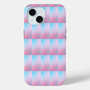 Trendy Contemporary Teal Pink Blue iPhone 15 Case