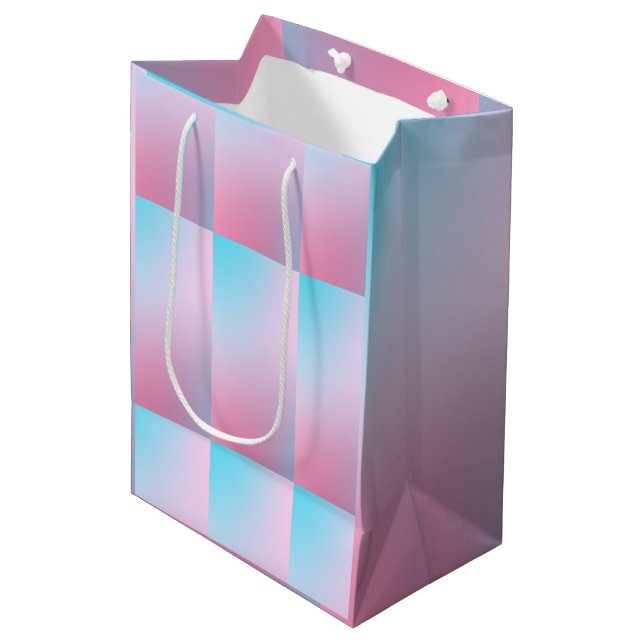 Trendy Contemporary Teal Pink Blue Medium Gift Bag (Front Angled)