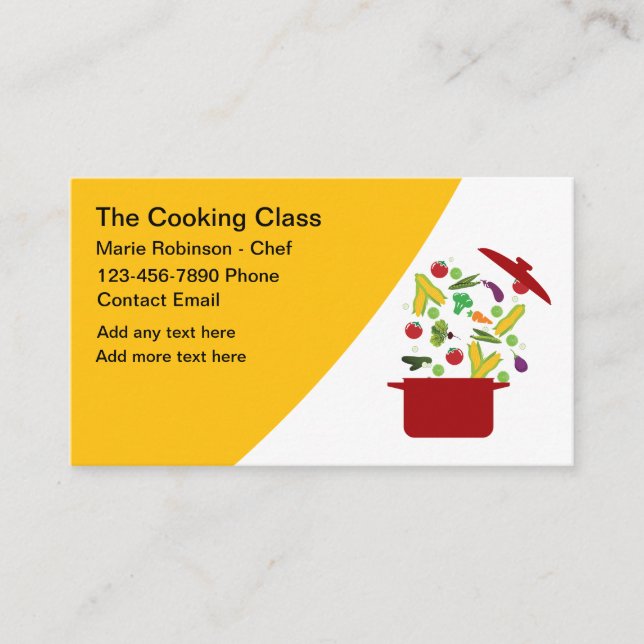 Trendy Cooking Class Chef Business Cards.  Card (Front)