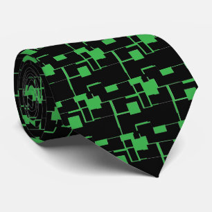 Trendy Cool Black/Green Pattern Tie