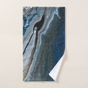 Trendy Cool Blue Marble Pattern Bath Towel Set