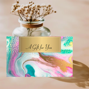 Trendy Cool Colourful Gold Marble Confetti Discount Card