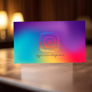 Trendy Cool Colourful Holographic Instagram Business Card