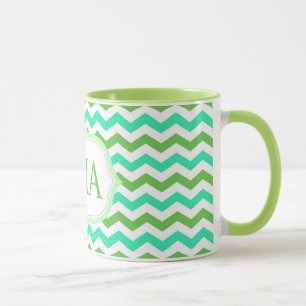 Trendy, cool, fresh chevron monogram initials mug
