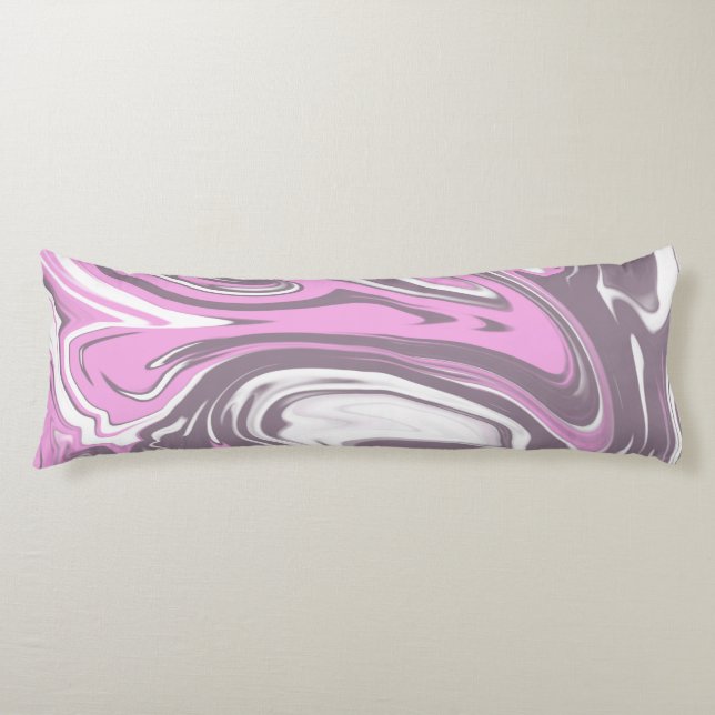 Trendy Cool Funky Pink Grey White Marbled Body Cushion (Front)