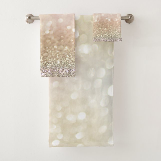 Trendy Cool Glitter Bokeh Bath Towel Set (Insitu)