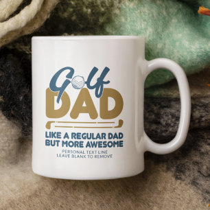 Trendy Cool "GOLF DAD" Blue Typography Pint Coffee Mug