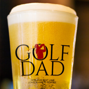 Trendy Cool "GOLF DAD" Red Pint Glass