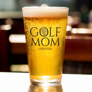 Trendy Cool "GOLF MOM" Gold Pint Glass