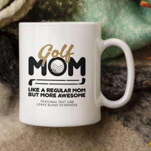 Trendy Cool "GOLF MOM" Gold Typography Pint Coffee Mug