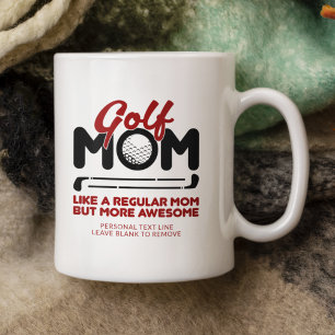Trendy Cool "GOLF MOM" Red Typography Pint Coffee Mug