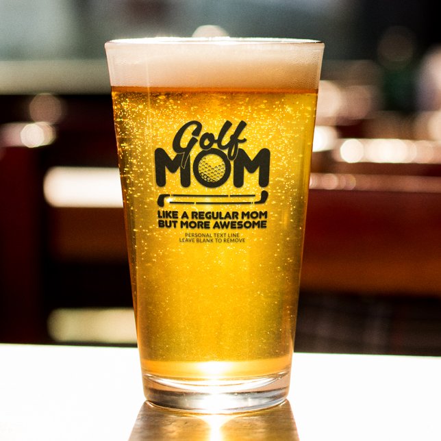 Trendy Cool "GOLF MOM" Typography Pint Glass (Creator Uploaded)