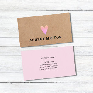 Trendy Cool Rose PRINTED Kraft Paper Heart Beauty Business Card