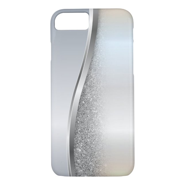 Trendy Cool Silver Glitter - Personalised Case-Mate iPhone Case (Back)