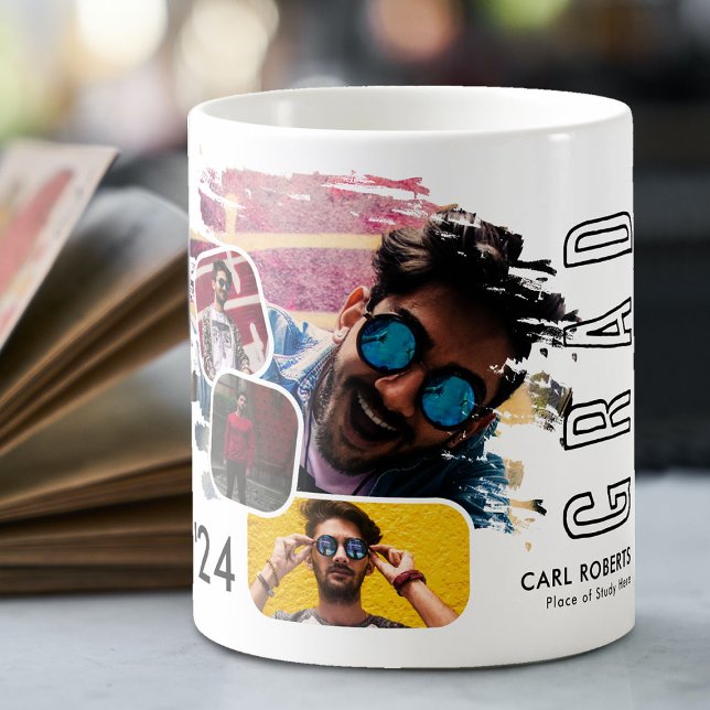 Trendy Cool Smudge 4 Photo Collage Grad Coffee Mug (Creator Uploaded)