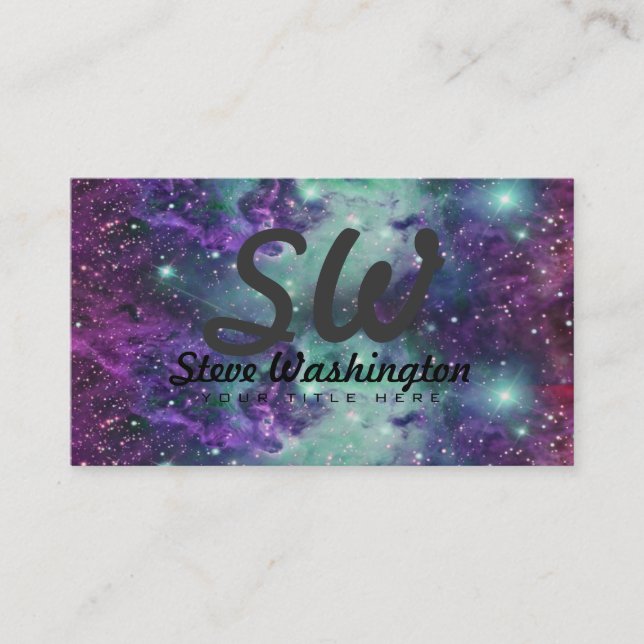 Trendy Cool Sparkly New Nebula Design Business Card (Front)