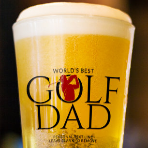 Trendy Cool "WORLD'S BEST GOLF DAD" Red Pint Glass