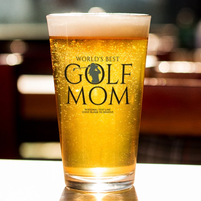 Trendy Cool "WORLD'S BEST GOLF MOM" Navy Blue Pint Glass (Creator Uploaded)