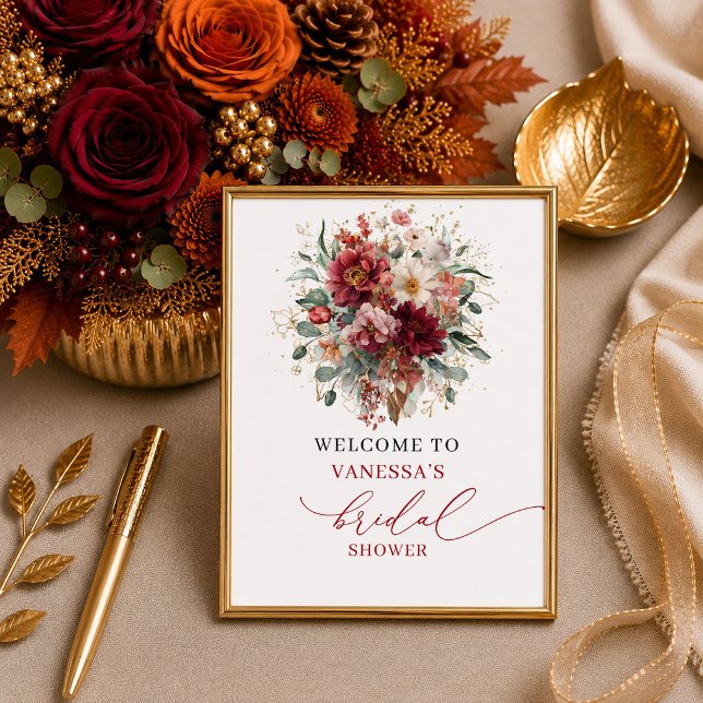 Trendy copper boho autumn bridal shower welcome  poster (Trendy copper boho autumn bridal shower welcome sign

)