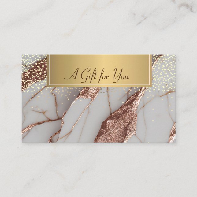 Trendy Copper Glitter Marble  Discount Card (Front)