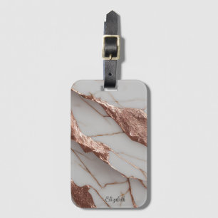 Trendy Copper Glitter Marble Luggage Tag