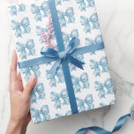 Trendy Coquette Baby Blue Bow Pattern Wrapping Paper<br><div class="desc">Watercolor Baby Blue Bow Wrapping Paper. Add a sweet and stylish touch to your gifts with this charming wrapping paper featuring a baby blue watercolor bow pattern. Perfect for a boy baby shower or a bridal shower with a “Something Blue Before I Do” theme, this design blends classic elegance with...</div>
