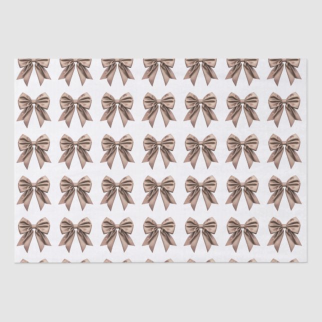 Trendy Coquette Bow Pattern Mocha Brown Tissue Paper (Front)