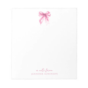 Trendy Coquette Bow Pink w/ Name Notepad