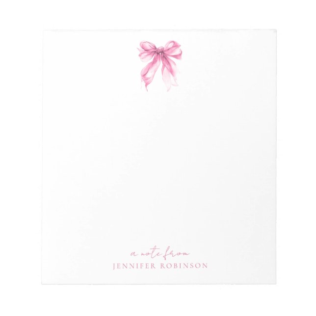 Trendy Coquette Bow Pink w/ Name Notepad (Front)