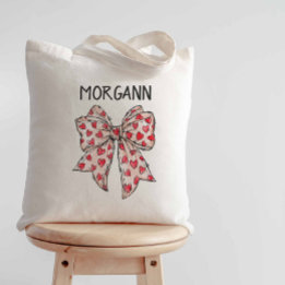Trendy Coquette Bow Red Hearts Tote Bag
