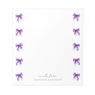 Trendy Coquette Bows Purple w/ Name Notepad
