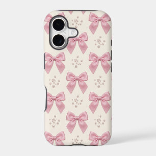 Trendy Coquette Pastel Pink Silk Bows and Pearls S