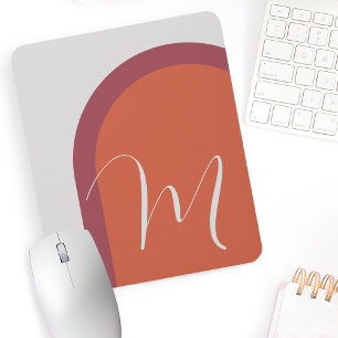 Trendy Coral Magenta Pink Arch with Monogram Mouse Pad