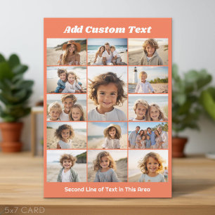 Trendy Coral Photo Collage - Up to 14 photos Holiday Card