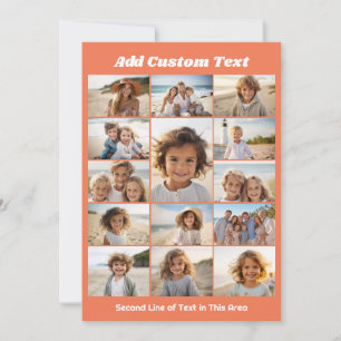 Trendy Coral Photo Collage - Up to 14 photos Holiday Card