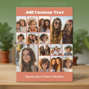 Trendy Coral Photo Collage - Up to 14 photos Postcard