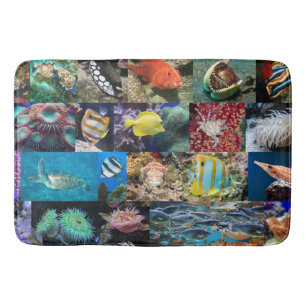 Trendy Coral Reef Marine Life: Fish and Animals  Bath Mat