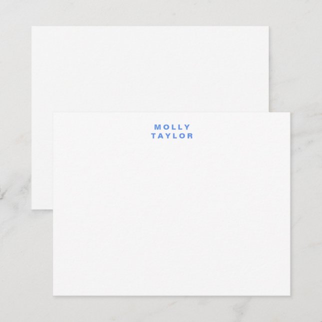 Trendy Cornflower Blue Bold Two Line Name Chic Card (Front/Back)