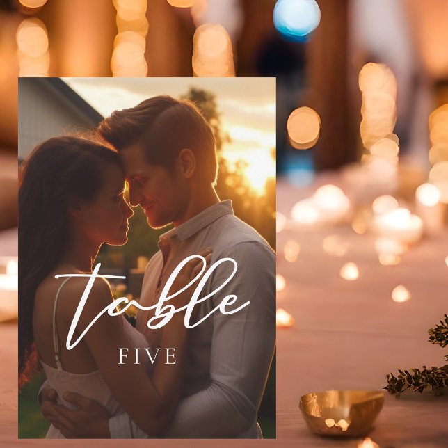 Trendy Couple Photo Wedding Table Number Card (Creator Uploaded)