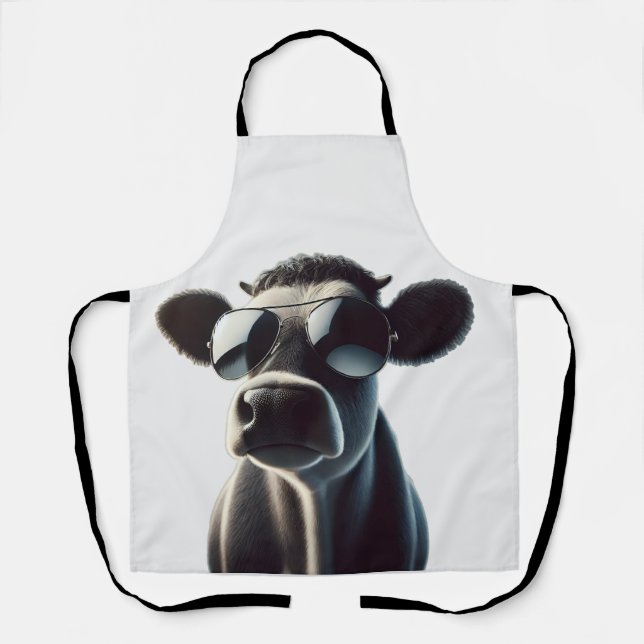 Trendy Cow in Sunglasses Apron (Front)