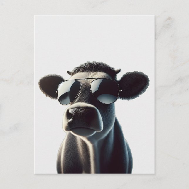 Trendy Cow in Sunglasses Postcard (Front)