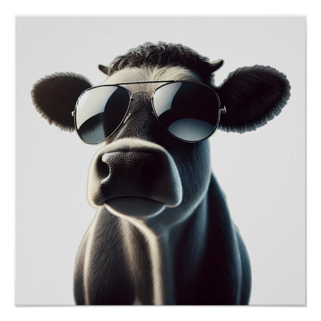 Trendy Cow in Sunglasses Poster (Front)