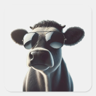 Trendy Cow in Sunglasses Square Sticker