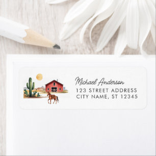 Trendy Cowboy Western Baby Shower Return Address