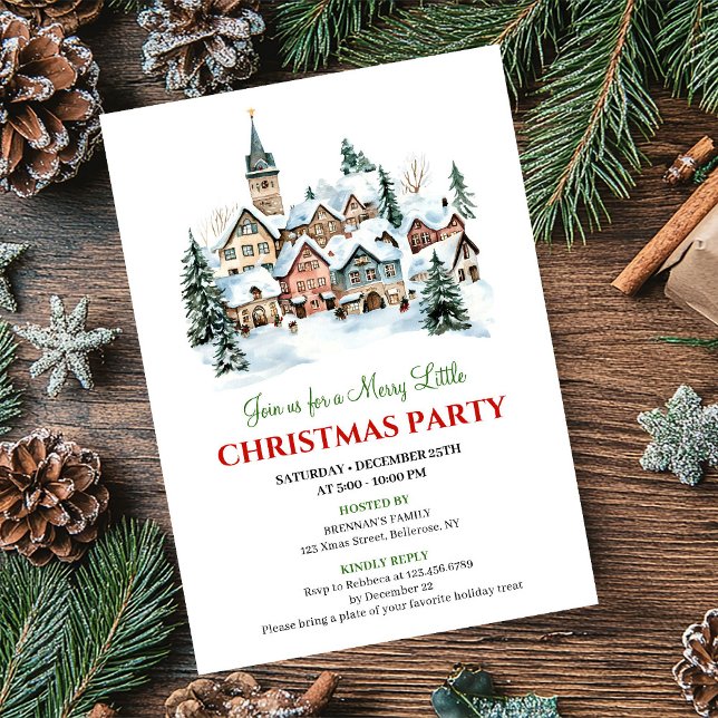 Trendy cozy Christmas scene festive dinner invites (Trendy cozy Christmas scene festive dinner invitation)