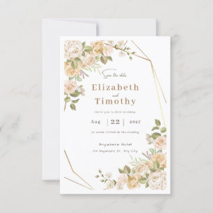 Trendy Cream Save The Date Wedding Invitation
